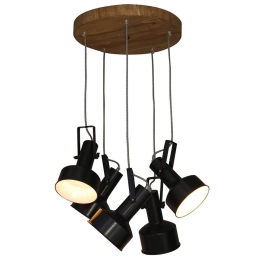 Φωτιστικό Οροφής Κρεμαστό HL-243S-5P 77-3051 Farcom Black  Homelighting Μέταλλο,Ξύλο