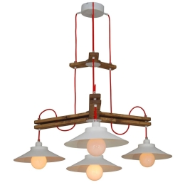 Φωτιστικό Οροφής Κρεμαστό HL-310P3 77-3159 Cahal White  Homelighting Μέταλλο,Ξύλο