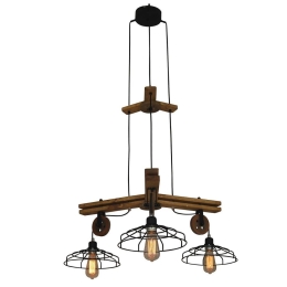 Φωτιστικό Οροφής Κρεμαστό HL-315P - 3 77-3171 Deon Black Homelighting Μέταλλο,Ξύλο