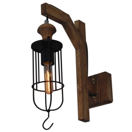 Φωτιστικό Τοίχου - Απλίκα HL-303W 77-3130 Midas Black Homelighting Μέταλλο,Ξύλο