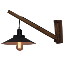 Φωτιστικό Τοίχου - Απλίκα HL-306W 77-3138 Michio Black Homelighting Μέταλλο,Ξύλο