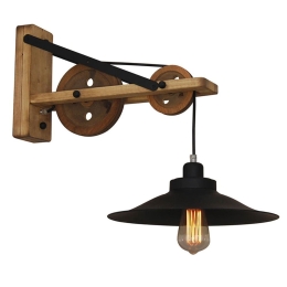 Φωτιστικό Τοίχου - Απλίκα HL-318W-1S2 77-3184 Melkor Black Homelighting Μέταλλο,Ξύλο