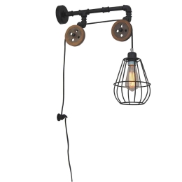 Φωτιστικό Τοίχου - Απλίκα HL-319W 77-3186 Ulbar Black Homelighting Μέταλλο,Ξύλο