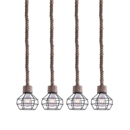 Φωτιστικό Οροφής - Ράγα 77-3684 Grenade-4 Rope & Black Homelighting Σχοινί,Μέταλλο