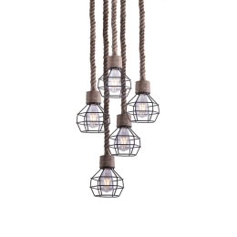 Φωτιστικό Οροφής - Ράγα 77-3685 Grenade-5 Rope & Black Homelighting Σχοινί,Μέταλλο