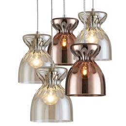 Φωτιστικό Οροφής 77-3720 SE4314-05 Domenico Congac-Copper Glass - Chrome Homelighting Γυαλί