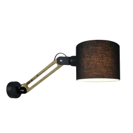 Φωτιστικό Τοίχου - Απλίκα 77-3655 WL17013 Angona Black & Wood Homelighting Μέταλλο