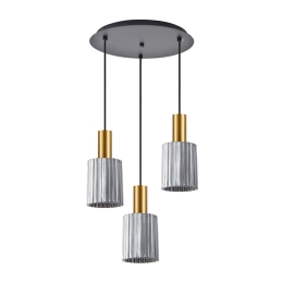 Φωτιστικό Οροφής Κρεμαστό Adept Tube 77-8578 35x300cm 3xE27 60W Gold-Smoke Homelighting Μέταλλο,Γυαλί
