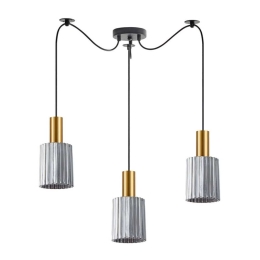 Φωτιστικό Οροφής Κρεμαστό Adept Tube 77-8576 12x300cm 3xE27 60W Gold-Smoke Homelighting Μέταλλο,Γυαλί