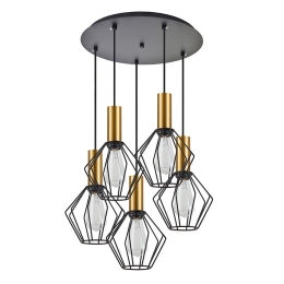 Φωτιστικό Οροφής Adept Tube 77-8622 42x42x300cm 5xE27 60W Black-Gold Homelighting