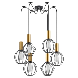 Φωτιστικό Οροφής Adept Flex 77-8938 55x55x300cm 6xE27 60W Black-Gold Homelighting
