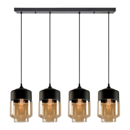 Φωτιστικό Οροφής - Ράγα Gaby 77-8790 90x18x150cm 4xE27 60W Black-Honey Homelighting