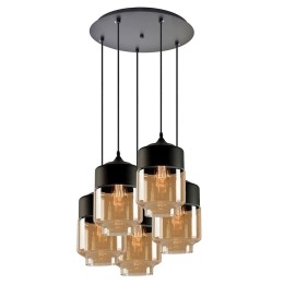 Φωτιστικό Οροφής Gaby 77-8791 43x43x150cm 5xE27 60W Black-Honey Homelighting