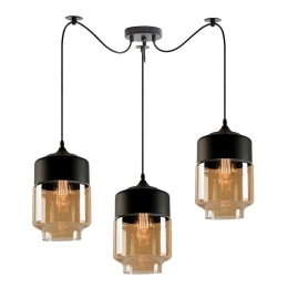 Φωτιστικό Οροφής Gaby 77-8793 50x50x300cm 3xE27 60W Black-Honey Homelighting
