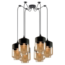 Φωτιστικό Οροφής Gaby 77-8792 65x65x300cm 6xE27 60W Black-Honey Homelighting