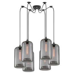 Φωτιστικό Οροφής Feint 77-8786 50x50x300cm 6xE27 60W Black-Smoke Homelighting