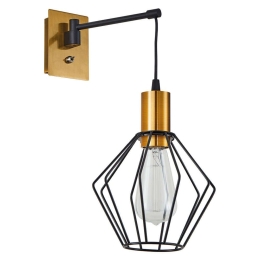 Φωτιστικό Τοίχου - Απλίκα Adept 77-8357 20x30x38cm 1xE27 60W Black-Gold Homelighting
