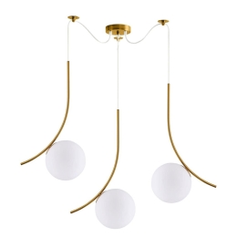 Φωτιστικό Οροφής Κρεμαστό Sceptre 77-9065 12x300cm 3xE14 40W Gold-Opal Homelighting Μέταλλο,Γυαλί