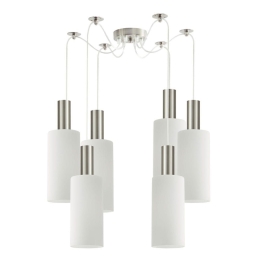 Φωτιστικό Οροφής Κρεμαστό Adept Tube 77-8471 12x300cm 6xE27 60W Nickel-White Homelighting Μέταλλο,Γυαλί
