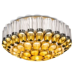 Φωτιστικό Οροφής - Πλαφονιέρα Odeon 65x65x33cm 6xE27/1xLed 12W/6,5W Clear-Gold Slamp
