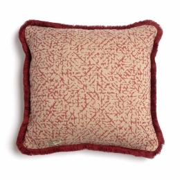 Μαξιλαροθήκη Διακοσμητική Athos Trimming Bordo-Beige Aslanis Home 45X45 Βαμβάκι-Chenille