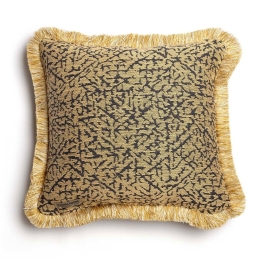 Μαξιλαροθήκη Διακοσμητική Athos Trimming Gold-Grey Aslanis Home 45X45 Βαμβάκι-Chenille