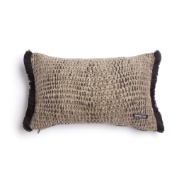 Μαξιλαροθήκη Διακοσμητική Ismaros Trimming Beige-Black Aslanis Home 30X50 Βαμβάκι-Chenille
