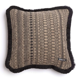 Μαξιλαροθήκη Διακοσμητική Olympos Trimming Beige-Black Aslanis Home 45X45 Βαμβάκι-Chenille