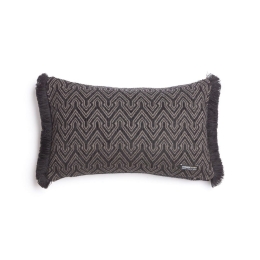 Μαξιλαροθήκη Διακοσμητική Tymfi Trimming Black-Beige Aslanis Home 30X50 Βαμβάκι-Chenille