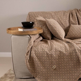 Ριχτάρι Vermio Beige-Chocolate Aslanis Home Πολυθρόνα 180x180cm Βαμβάκι-Polycotton