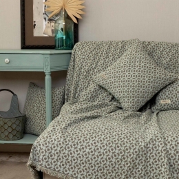 Ριχτάρι Vermio Mint-Choco Aslanis Home Πολυθρόνα 180x180cm Βαμβάκι-Polycotton