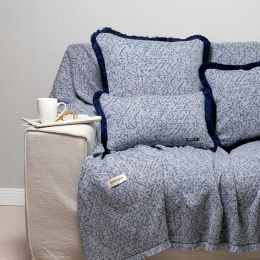 Ριχτάρι Athos Blue-Grey Aslanis Home Πολυθρόνα 180x180cm Βαμβάκι-Πολυέστερ