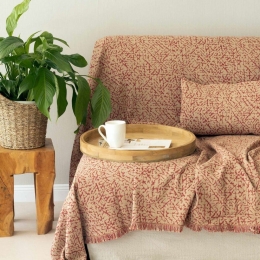 Ριχτάρι Athos Bordo-Beige Aslanis Home Διθέσιο 180x250cm Βαμβάκι-Πολυέστερ