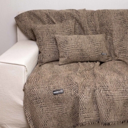 Ριχτάρι Ismaros Beige-Black Aslanis Home Πολυθρόνα 180x180cm Βαμβάκι-Polycotton