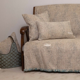 Ριχτάρι Ismaros Beige-Petrol Aslanis Home Τετραθέσιο 180x350cm Βαμβάκι-Polycotton