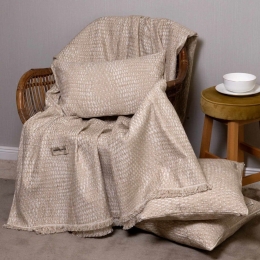 Ριχτάρι Ismaros Spaghi-Ecru Aslanis Home Τριθέσιο 180x300cm Βαμβάκι-Polycotton
