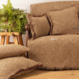 Ριχτάρι New Maze Cappuccino Aslanis Home Τετραθέσιο 180x350cm Βαμβάκι-Polycotton