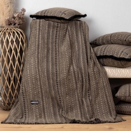 Ριχτάρι Olympos Beige-Black Aslanis Home Τετραθέσιο 180x350cm Βαμβάκι-Chenille