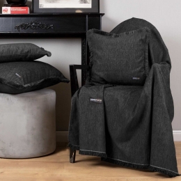Ριχτάρι Plain 4 Seasons Black Aslanis Home Τετραθέσιο 180x350cm Βαμβάκι-Πολυέστερ