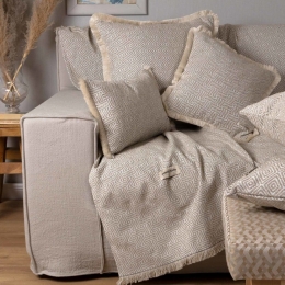 Ριχτάρι Panion Sand-Ecru Aslanis Home Τριθέσιο 180x300cm Βαμβάκι-Polycotton