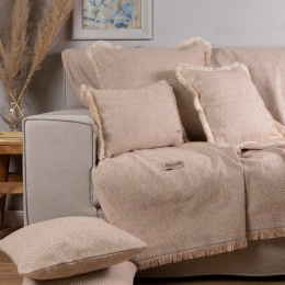 Ριχτάρι Panion Ecru-Beige Aslanis Home Τετραθέσιο 180x350cm Βαμβάκι-Polycotton