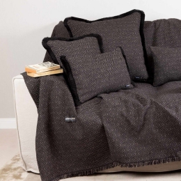 Ριχτάρι Panion Black-Beige Aslanis Home Τετραθέσιο 180x350cm Βαμβάκι-Polycotton