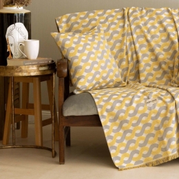 Ριχτάρι Pinovo Grey-Ocher Aslanis Home Τετραθέσιο 180x350cm Βαμβάκι-Πολυέστερ
