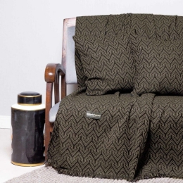 Ριχτάρι Tymfi Black-Beige Aslanis Home Τετραθέσιο 180x350cm Βαμβάκι-Polycotton