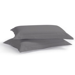 Μαξιλαροθήκες Satin Plain (Σετ 2τμχ) Dark Grey Aslanis Home 50Χ70 100% Βαμβακοσατέν