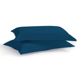 Μαξιλαροθήκες Satin Plain (Σετ 2τμχ) Dark Blue Aslanis Home 50Χ70 100% Βαμβακοσατέν