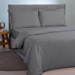 Παπλωματοθήκη Satin Plain Grey Aslanis Home Ημίδιπλο 160x220cm 100% Βαμβακοσατέν