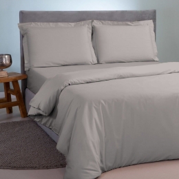 Παπλωματοθήκη Satin Plain Light Grey Aslanis Home Ημίδιπλο 160x220cm 100% Βαμβακοσατέν