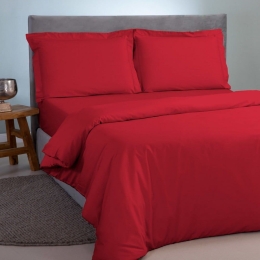Παπλωματοθήκη Satin Plain Red Aslanis Home Ημίδιπλο 160x220cm 100% Βαμβακοσατέν