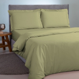 Παπλωματοθήκη Satin Plain Olive Aslanis Home Ημίδιπλο 160x220cm 100% Βαμβακοσατέν